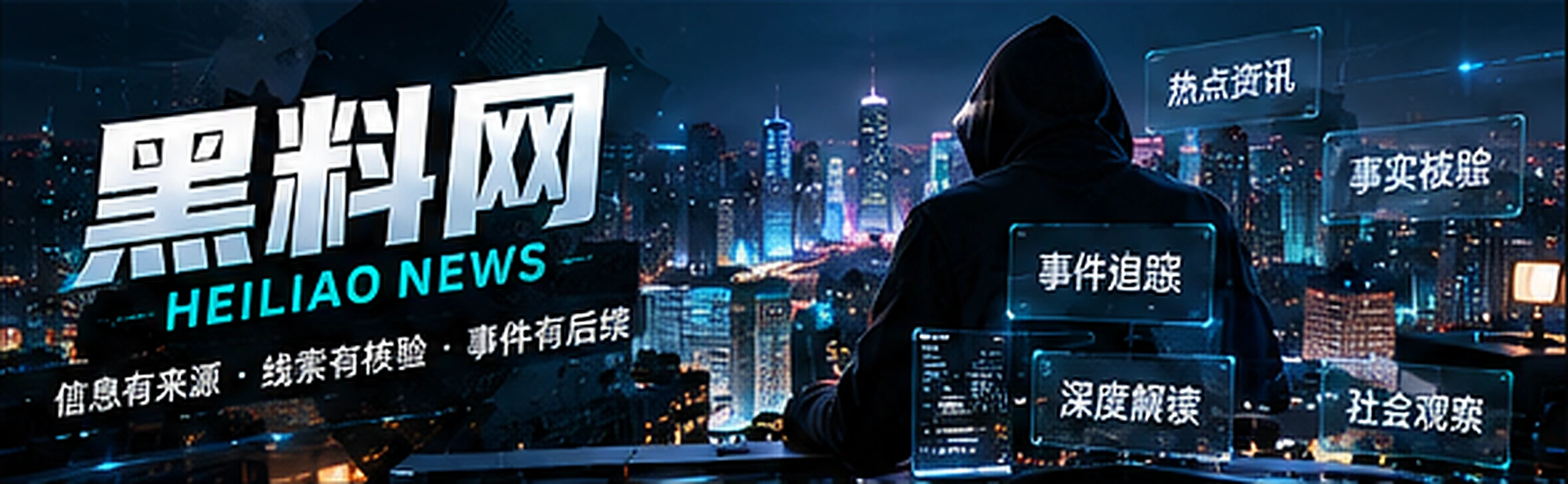 黑青色抽象资讯视觉横幅